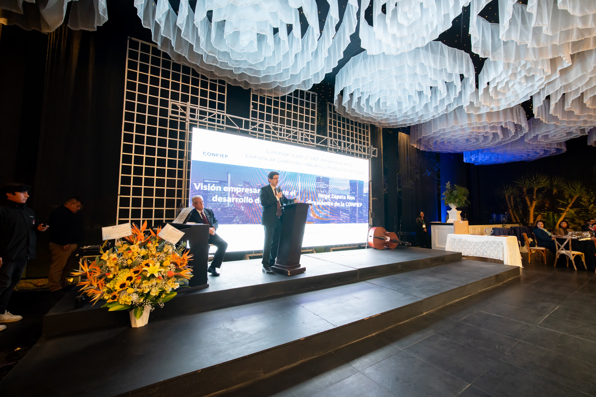 Estación de cocina en vivo del evento de la Cámara de Comercio